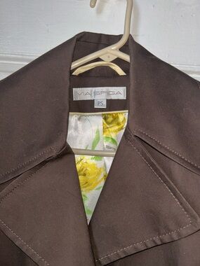 Via Spiga Dark Brown Trench Coat with Floral Lining